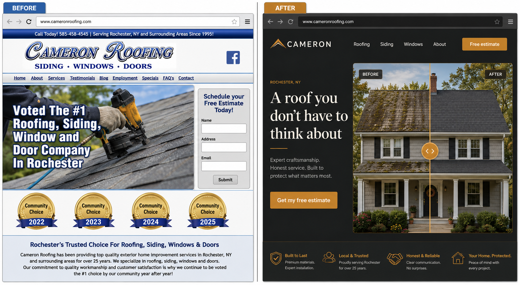 Cameron Roofing website