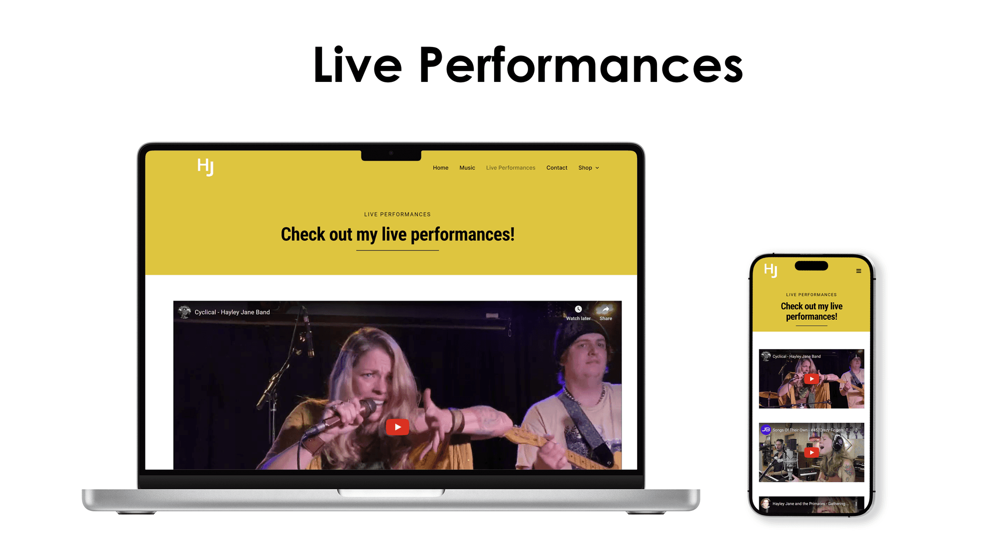 Hayley Jane — Live performances